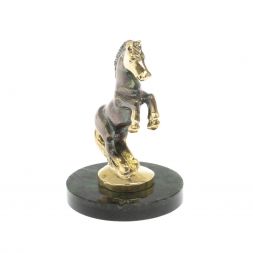 Статуэтка из бронзы "Лошадка" на подставке из нефрита