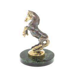 Статуэтка из бронзы "Лошадка" на подставке из нефрита