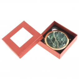 Зеркало круглое из камня офит цвет золото