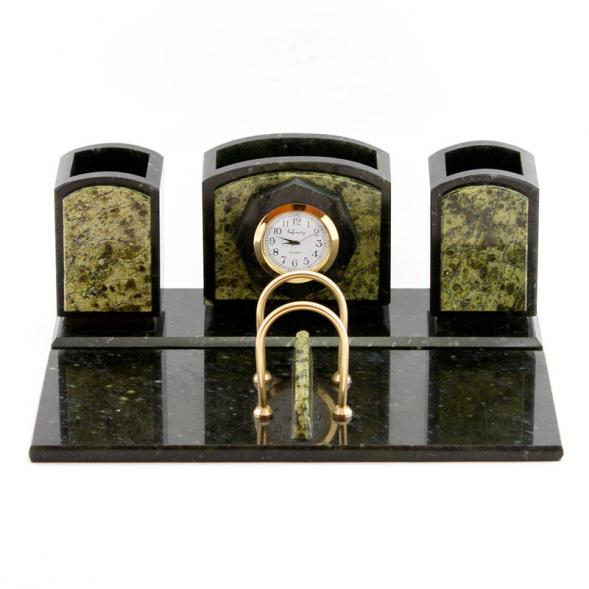 Настольный прибор &amp;quot;Компактный 1&amp;quot; из камня змеевик 113499