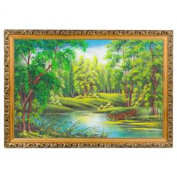 Картина &amp;quot;Лодка на озере&amp;quot; багет 46х66 см, каменная крошка