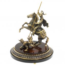 Cтатуэтка "Святой Георгий Победоносец" из бронзы и яшмы