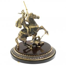 Cтатуэтка "Святой Георгий Победоносец" из бронзы и яшмы