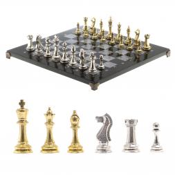 Шахматы турнирные &amp;quot;Стаунтон&amp;quot; доска 40х40 см серый мрамор