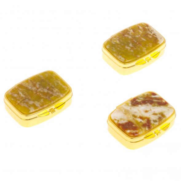 Таблетница на 2 отделения камень офит благородный цвет золото 126085