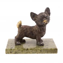 Статуэтка из бронзы "Чихуахуа" змеевик