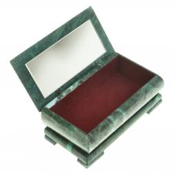 Шкатулка с иллюстрацией &amp;quot;Семейство львов&amp;quot; камень змеевик 17,5х9,5х7,5 см