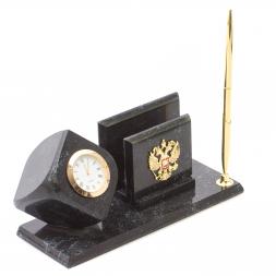 Мини-набор Куб с визитницей из черного змеевика