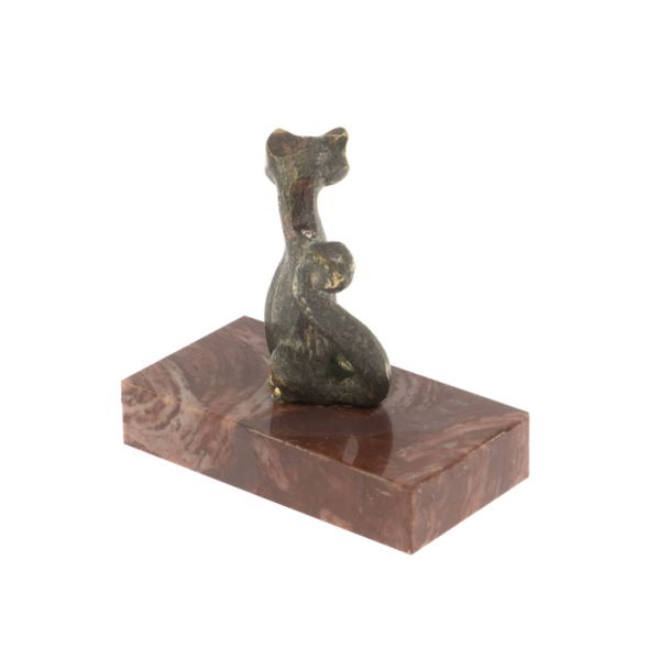 Статуэтка из бронзы на подставке из лемезита &amp;quot;Кошка&amp;quot; 128168