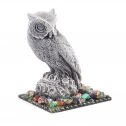 Статуэтка &amp;quot;Филин большой&amp;quot; из мрамолита на подставке из змеевика