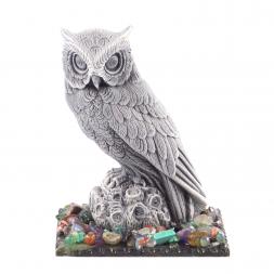 Статуэтка &amp;quot;Филин большой&amp;quot; из мрамолита на подставке из змеевика