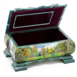 Ларец "Природа" большой змеевик 22x15x12 см