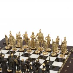 Подарочный шахматный ларец "Русские" фигуры из бронзы