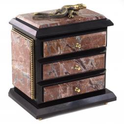 Ларец для украшений "Комод" с ящерицей из бронзы креноид