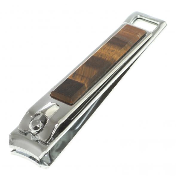 Кусачки для ногтей с камнем тигровый глаз 123849