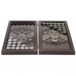 Нарды с гравировкой &amp;quot;Орел / герб РФ&amp;quot; камень гранит