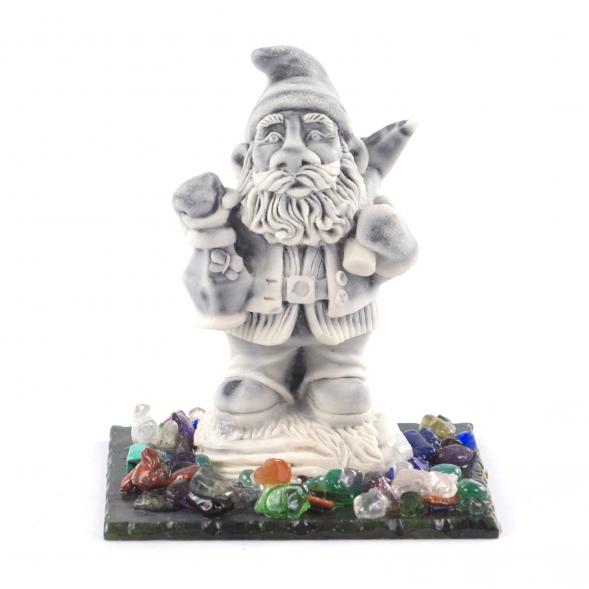 Статуэтка &amp;quot;Гном со светильником&amp;quot; из мрамолита на подставке из камня 121543