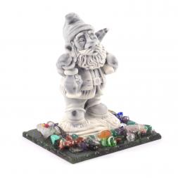 Статуэтка &amp;quot;Гном со светильником&amp;quot; из мрамолита на подставке из камня