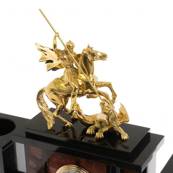 Настольный набор &amp;quot;Георгий Победоносец&amp;quot; из яшмы 129789