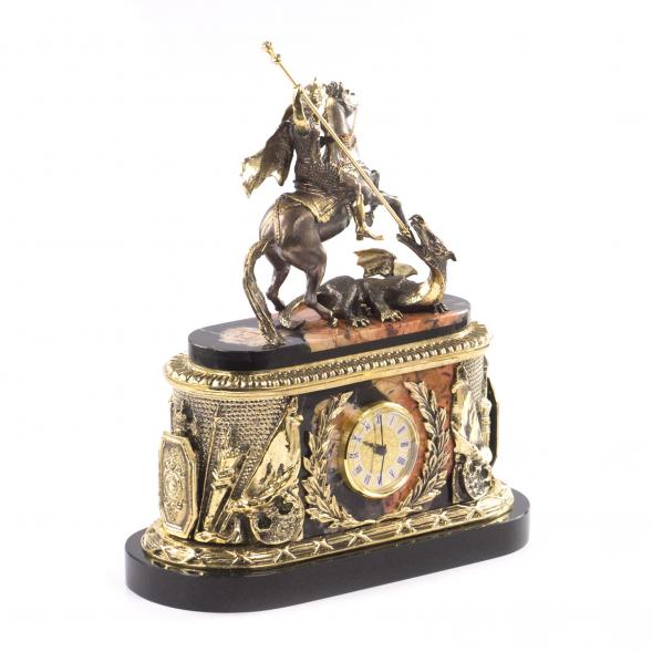 Каминные часы &amp;quot;Георгий Победоносец&amp;quot; яшма долерит 113093