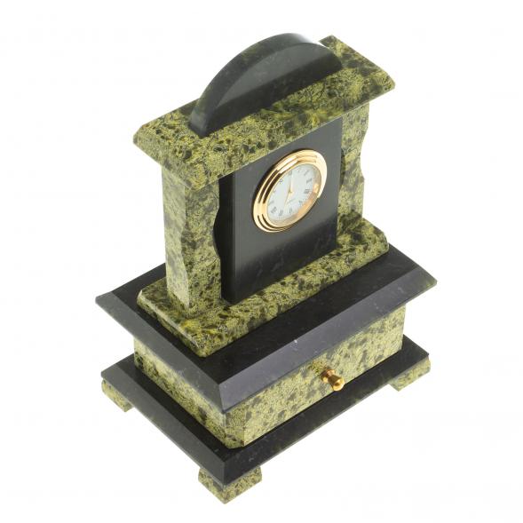 Часы со шкатулкой из натурального змеевика 112002