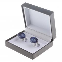 Запонки камень содалит овальные