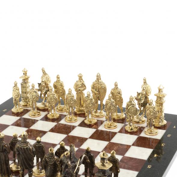 Шахматы сувенирные &amp;quot;Богатыри&amp;quot; лемезит мрамор 44х44 см 127559