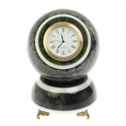 Часы шар "Антистресс" темный змеевик 11 см