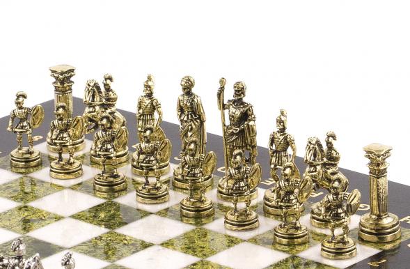 Шахматы настольные &amp;quot;Римские воины&amp;quot; 28х28 см из камень змеевик 120769