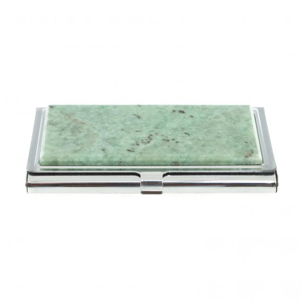 Карманная визитница из камня жадеит цвет серебро 122433