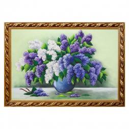 Картина из каменной крошки "Сирень в вазе" багет 46х66 см