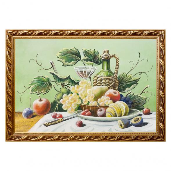Натюрморт &amp;quot;Фрукты с вином&amp;quot; багет 46х66 см, каменная крошка 111196