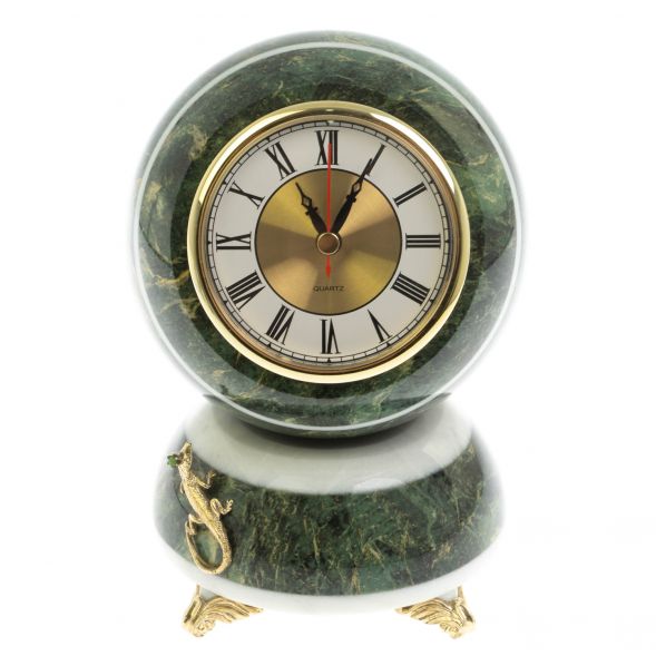 Настольные часы &amp;quot;Антистресс&amp;quot; с ящерицей из змеевика 13,5 см 129168