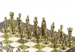 Шахматы сувенирные "Рыцари" доска 28х28 см змеевик мрамор