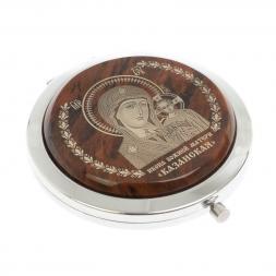 Зеркало с иконой "Казанская" из коричневого обсидиана