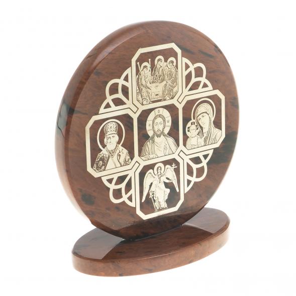 Икона настольная &amp;quot;Иконостас&amp;quot; камень обсидиан 6х2,5х6,5 см 123022