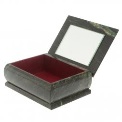 Шкатулка с рисунком &amp;quot;Летний домик в лесу&amp;quot; из змеевика 16х12х7,5 см