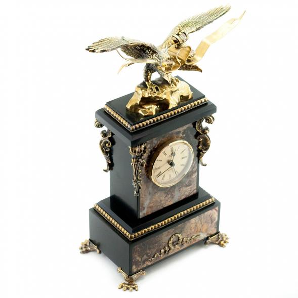 Часы из яшмы и бронзы &amp;quot;Двуглавый орел&amp;quot; 115012