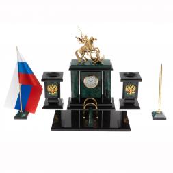 Настольный набор "Георгий Победоносец" змеевик