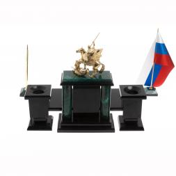 Настольный набор "Георгий Победоносец" змеевик