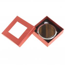 Зеркало круглое из камня тигровый глаз цвет серебро