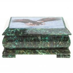 Шкатулка с иллюстрацией &amp;quot;Парящий орел&amp;quot; камень змеевик 17,5х9,5х7,5 см