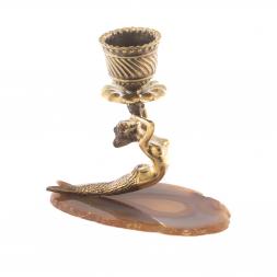 Подсвечник &amp;quot;Русалка&amp;quot; бронза камень агат