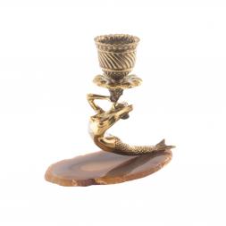 Подсвечник &amp;quot;Русалка&amp;quot; бронза камень агат