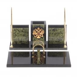 Письменный набор с гербом РФ &amp;quot;Офисный&amp;quot; камень змеевик