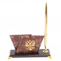 Визитница настольная "Мини 2" из лемезита на ножках