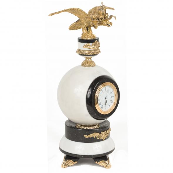 Настольные часы из камня &amp;quot;Двуглавый орел&amp;quot; мрамор бронза 117730