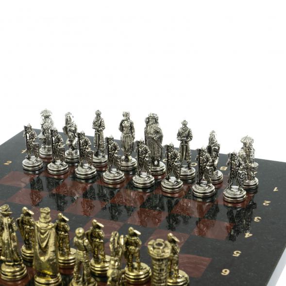 Шахматы настольные &amp;quot;Рыцари&amp;quot; 28х28 см из камня лемезит 120775