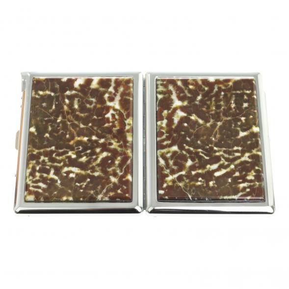 Портсигар на 10 сигарет с зажигалкой камень благородный офит 123407