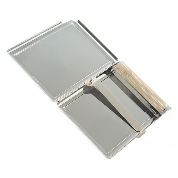 Портсигар на 10 сигарет с зажигалкой камень благородный офит 123407